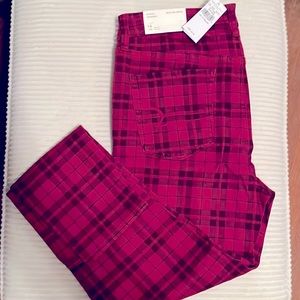 American Eagle high-rise jegging next level stretch 14 red plaid NWT